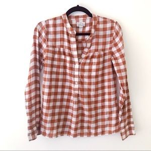 MADEWELL Cream and Orange Plaid Button Down